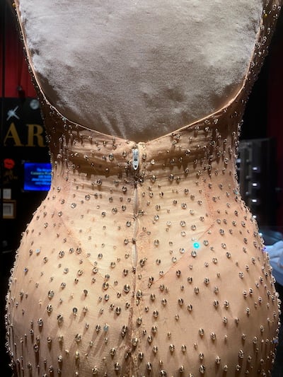 The Marilyn Monroe 'Happy Birthday' dress displayed on June 12, 2022, at Ripley’s Believe It or Not! in Los Angeles. ChadMichael Morrisette via AP