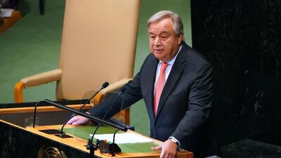 UN Secretary-General Antonio Guterres addresses the 73rd session of the General Assembly at the United Nations in New York September 25, 2018. AFP