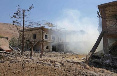 Destroyed buildings in the rebel-hold town of Jadraya, about 35 kilometres southwest of the city of Idlib. AFP Photo