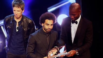 Egypt's Mohamed Salah receives the FIFA Puskas Award during the ceremony of the Best FIFA Football Awards in the Royal Festival Hall in London. AP Photo