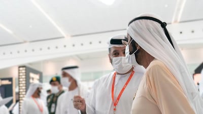 Sheikh Mohammed bin Rashid, Vice President and Ruler of Dubai, visits Idex on Thursday. Courtesy: Dubai Media Office