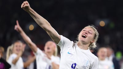 SHEFFIELD, ENGLAND - JULY 26: Ellen White of England celebrates their side's win after the final whistle of the UEFA Women's Euro 2022 Semi Final match between England and Sweden at Bramall Lane on July 26, 2022 in Sheffield, England. (Photo by Naomi Baker / Getty Images)