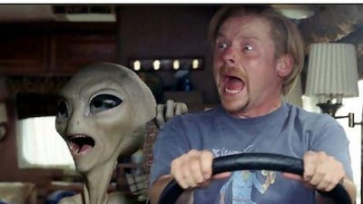 The alien Paul, left, voiced by Seth Rogen, and Graeme Willy, played by the British comedian Simon Pegg.