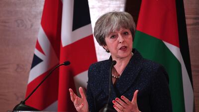 British Prime Minister Theresa May in Amman, Jordan at the end of her three day visit to the Middle East. Leon Neal/Getty Images