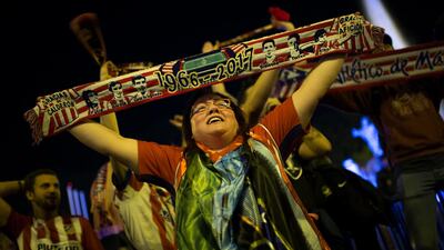 Atletico Madrid supporters celebrate their team's Europa League tittle in Madrid, Spain, on May 16, 2018. Francisco Seco / AP Photo