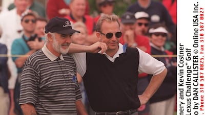 Sean Connery and Kevin Costner during the Lexus Challenge Golf Tournament in California, US, on December 19, 1998. Getty Images