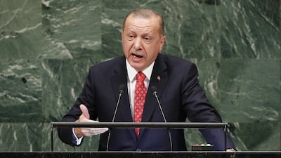 Turkish President Recep Tayyip Erdogan addresses the General Debate of the General Assembly of the United Nations at United Nations Headquarters. EPA