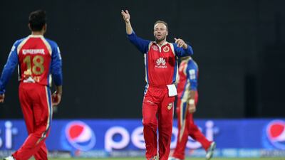 AB de Villiers top-scored with 57, but RCB were denied a chance of victory by rain. Pawan Singh / The National