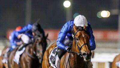 Siskany, under James Doyle, winning the Al Khail Trophy at Meydan on January 28, 2022. Photo: DHRIC