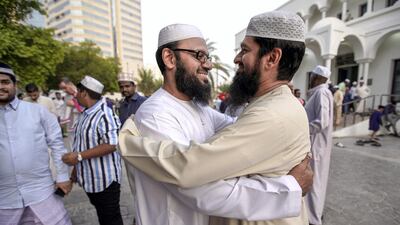 Eid prayers at Zayed the Second Mosque in Abu Dhabi. Victor Besa / The National
