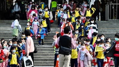 Home time at an elementary school in Xindian district, New Taipei City, Taiwan. AFP