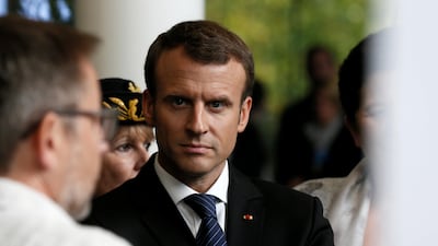 French President Emmanuel Macron will be in Abu Dhabi for the opening of the Louvre Abu Dhabi next month. Etienne Laurent / Reuters