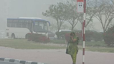 Dusty conditions will lead to reduced visibility this week, the National Centre of Meteorology says. Pawan Singh / The National