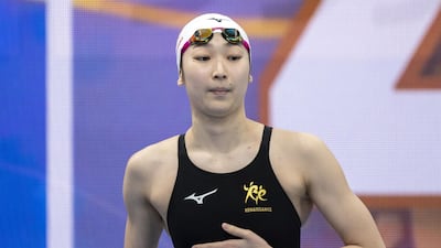 Rikako Ikee after winning the 100m butterfly final during the Japan National Swimming Championships at the Tokyo Aquatics Centre on Sunday, April 4, 2021. AFP