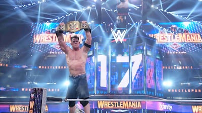 John Cena won a record-breaking 17th WWE world championship at WrestleMania 41 in Las Vegas in 2025. Photo: WWE