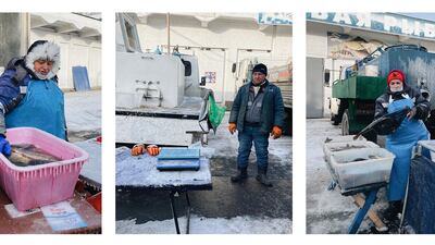 Series, Second Place, 'Fish Sellers at Komarovsky Market', shot by Julia Shatun from Poland in Minsk, Belarus, on iPhone 12. Photo: Julia Shatun / IPPAWARDS