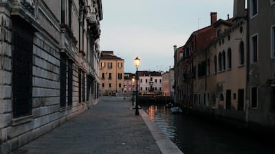 A completely empty fondamenta della Misericordia is seen in Venice, Italy. Getty Images