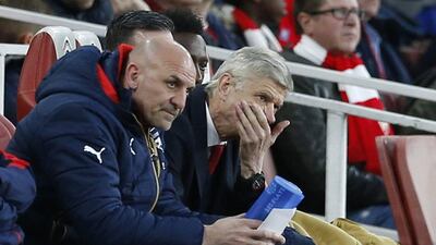 Arsenal manager Arsene Wenger with assistant manager Steve Bould. Paul Childs / Reuters