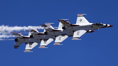 US Air Force Thunderbirds perform in Colorado Springs, Colorado. An investigation into the Green Village attack found at least one person had deliberately placed explosive near US troops. Getty Images / AFP