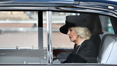 Queen Consort Camilla arriving at Buckingham Palace. AFP