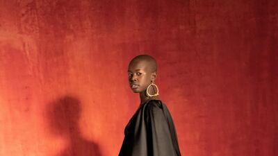 A dress of silk and velvet by Osman Yousefzada for autumn / winter 2021