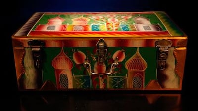 A metal dowry chest - also known as a Mandoos. Photography; Razan Alzayani, Deepthi Unnikrishnan & Tina Chang