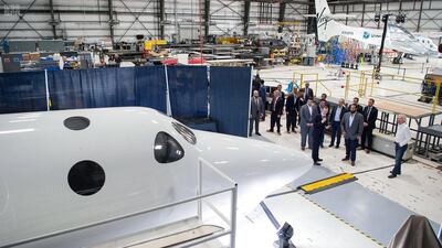 Saudi Arabia's Crown Prince Mohammed bin Salman visits Virgin Galactic in California on April 2, 2018. Photo: Saudi Press Agency