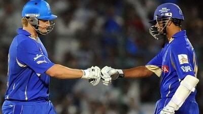 Rahul Dravid, right, will hope Shane Watson returns to form after a poor Test tour of India. Prakash Singh / AFP