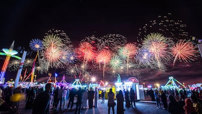 Part of the 40-minute firework display at the Sheikh Zayed Heritage Festival on New Year's Eve, 2021
