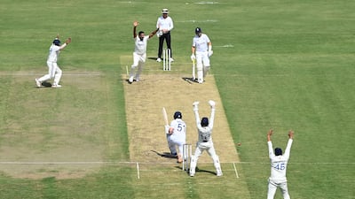 Jonny Bairstow of England is trapped lbw by Ravichandran Ashwin. Getty Images