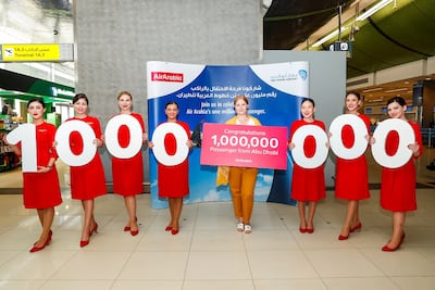 Air Arabia Abu Dhabi's one millionth passenger won unlimited free flights for a year. Photo: Air Arabia Abu Dhabi