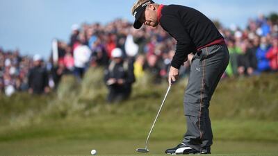 Soren Kjeldsen of Denmark putts on the 18th green during the final round of the Dubai Duty Free Irish Open Hosted by the Rory Foundation at Royal County Down Golf Club on May 31, 2015 in Newcastle, Northern Ireland. (Photo by Ross Kinnaird/Getty Images)