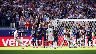 Malik Tillman of the USA scores their second goal against Bosnia and Herzegovina. Reuters