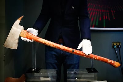 The axe wielded by Jack Nicholson in The Shining sold a few years ago for the equivalent of Dh734,500. Getty