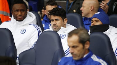 Diego Costa was an unused substitute against Tottenham, a decision that left him visibly unhappy. Paul Childs / Reuters
