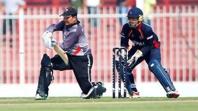 Haroon Iftikhar, playing a shot against Nepal last year, will not feature against Ireland. Jake Badger for The National