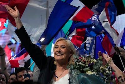 French far-tight leader Marine Le Pen at a campaign rally in Reims, eastern France, on February 5, 2022. AP Photo