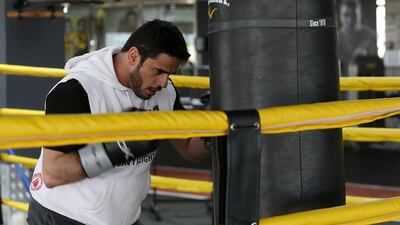 Emirati fighter and boxing promoter Eisa Al Dah is shown training at hi EMD Fitness gym on Jumeirah Beach Road in Dubai on January 21, 2015. Pawan Singh / The National