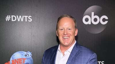 Former White House press secretary Sean Spicer arriving at the 2019 'Dancing With The Stars' cast reveal at Planet Hollywood Times Square on August 21, 2019 in New York City. Getty Images