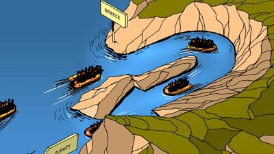 While Shadi Ghanim is on holiday, we are republishing some of his best work. This cartoon was originally published on April 2 and refers to the continuing refugee crisis in southern Europe.