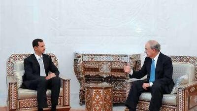 Iran's first vice-president, Mohammad Reza Rahimi, meets the Syrian president, Bashar Assad.