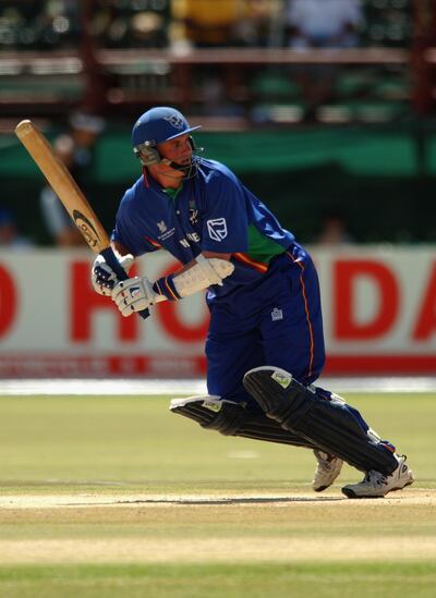 JB Burger of Namibia in action during the 2003 Cricket World Cup Pool A match against Pakistan at De Beers Diamond Oval, in Kimberley, South Africa. Pakistan won the match by 171 runs. Getty Images