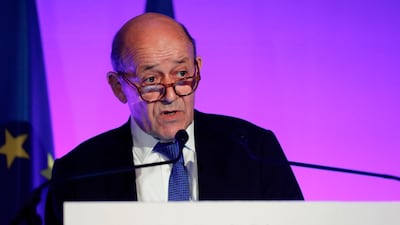 French Foreign Affairs Minister Jean-Yves Le Drian speaks during a joint press conference with German Foreign Affairs Minister at The French Foreign Ministry in Paris on March 14, 2018 Thomas Samson / AFP Photo