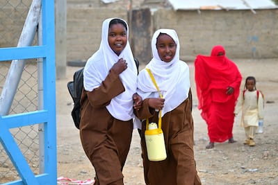 Students arrive at school at the beginning of the new academic year in Sudan's Red Sea State. AFP