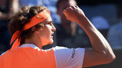 Alexander Zverev celebrates his semi-final win over John Isneon Saturday. Claudio Onorati / EPA