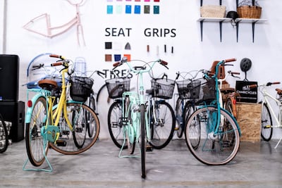 Bikes at Kave, whose founders also launched Charicycles in 2015. Reem Mohammed / The National