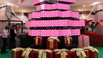 Mall of the Emirates installed a carbon-neutral LED tree at the centre of its Winter Wonderland Festive Market in Dubai. Pawan Singh / The National