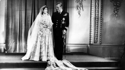 Princess Elizabeth and Prince Philip at Buckingham Palace after their wedding. Getty