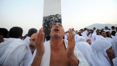 A man prays on Mount Arafat, near the holy city of Mecca. Fayez Nureldine / AFP Photo