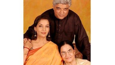 The theatrical production Kaifi Aur Main, about the famous Urdu poet Kaifi Azmi, is based on a book by his wife Shaukat Azmi (front right) and is performed by their daughter Shabana Azmi (front left) and son-in-law Javed Akhtar.Courtesy Ductac